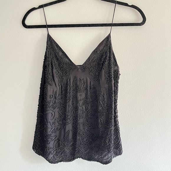 Black Beaded Top (100% Silk) - Picture 2 of 3